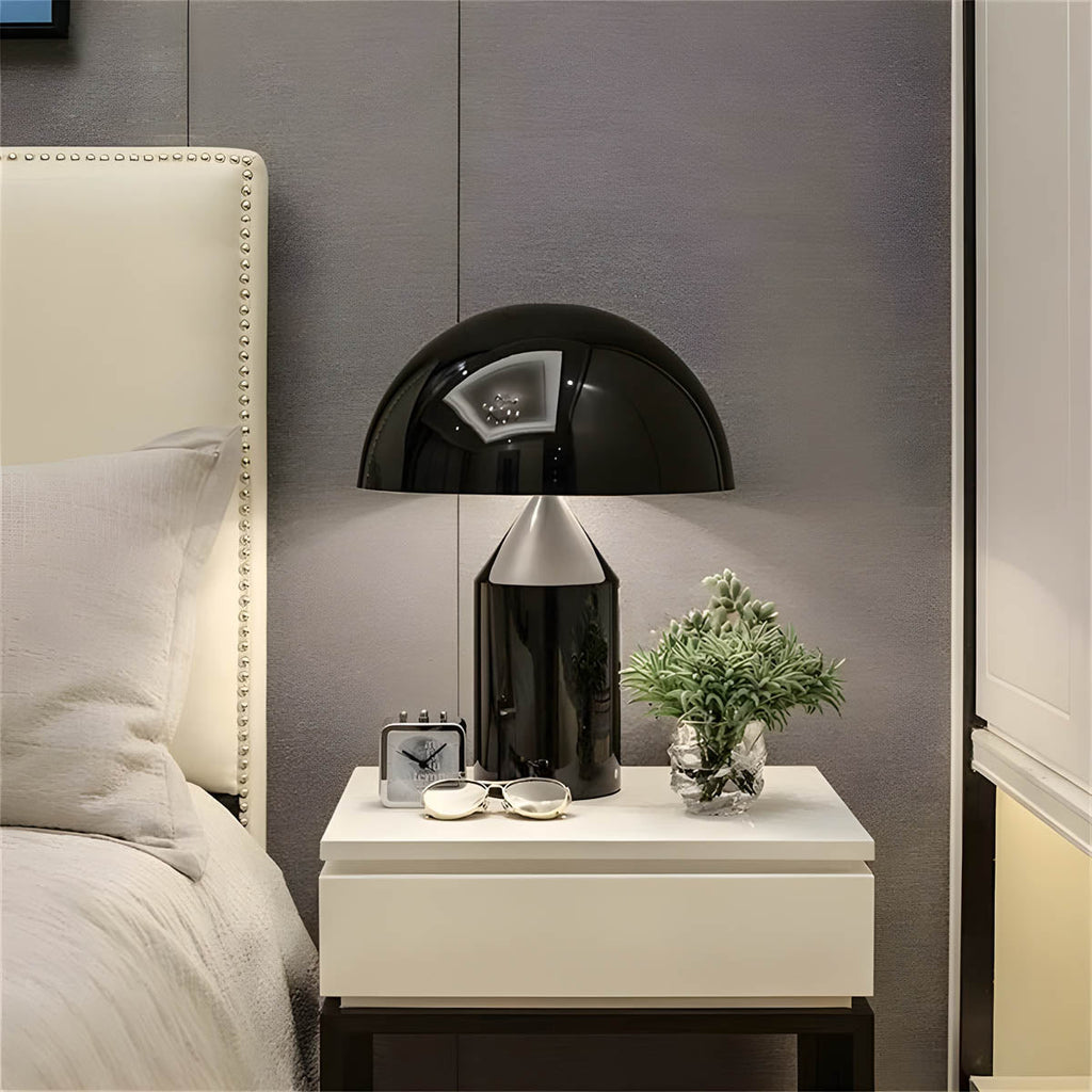 Juno | Moderne Mushroom Tafellamp – Elegant Metaal & Glas met E27 Fitting