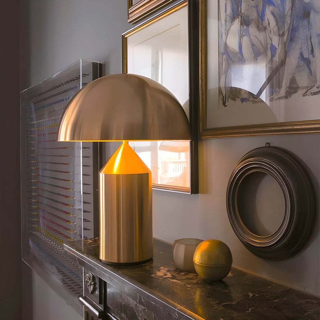 Juno | Moderne Mushroom Tafellamp – Elegant Metaal & Glas met E27 Fitting
