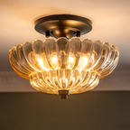 Artisanze | Plafondlamp met Retro Geribbeld Glas