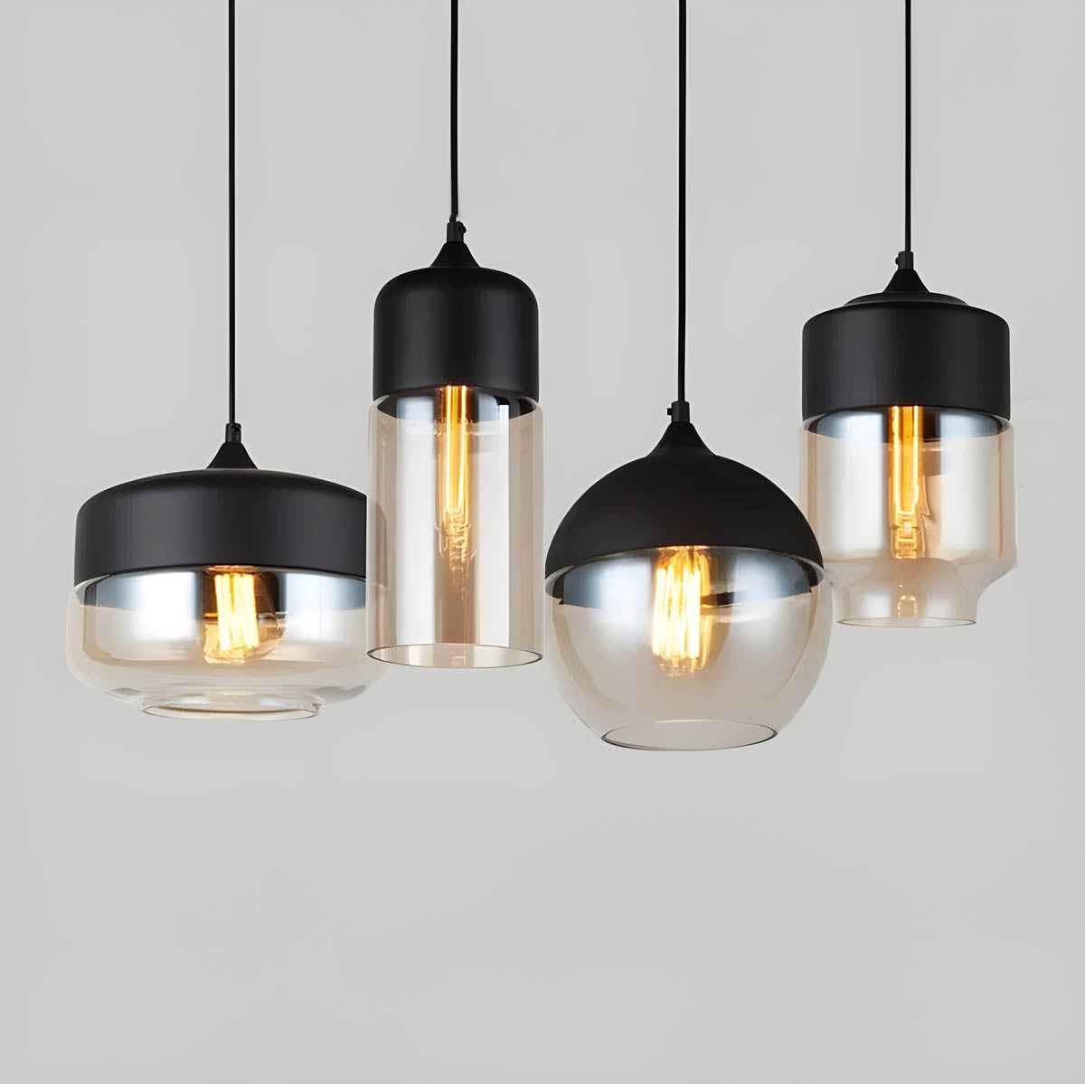 Kaleidos | Moderne Glazen Hanglamp Zwart (4 Varianten)