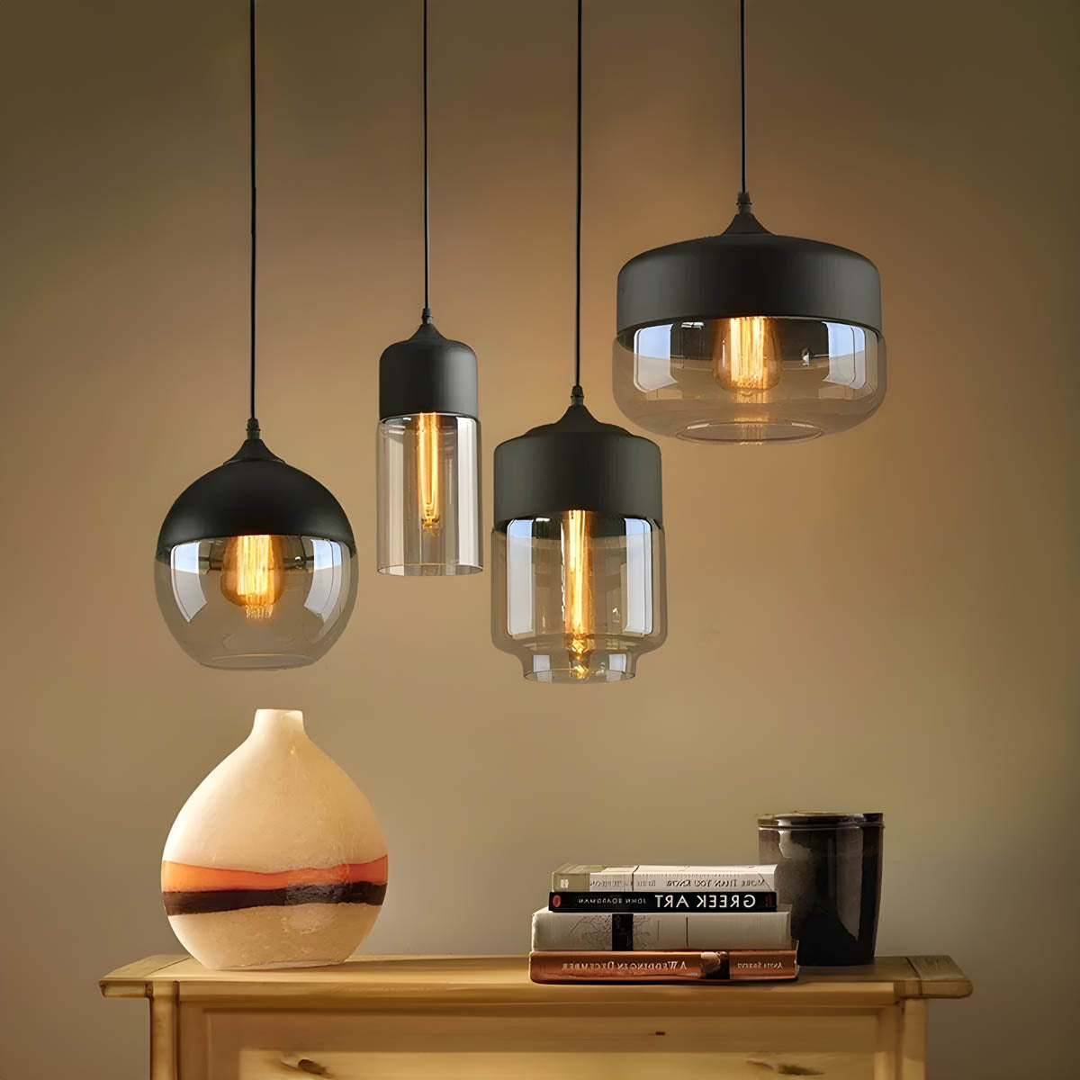 Kaleidos | Moderne Glazen Hanglamp Zwart (4 Varianten)