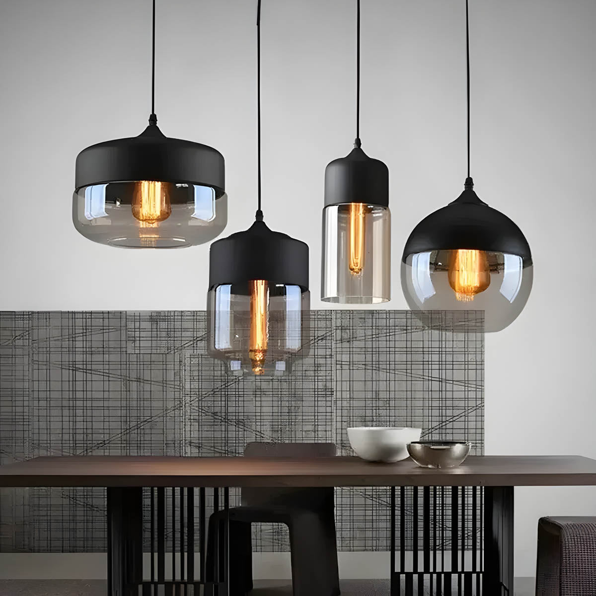 Kaleidos | Moderne Glazen Hanglamp Zwart (4 Varianten)
