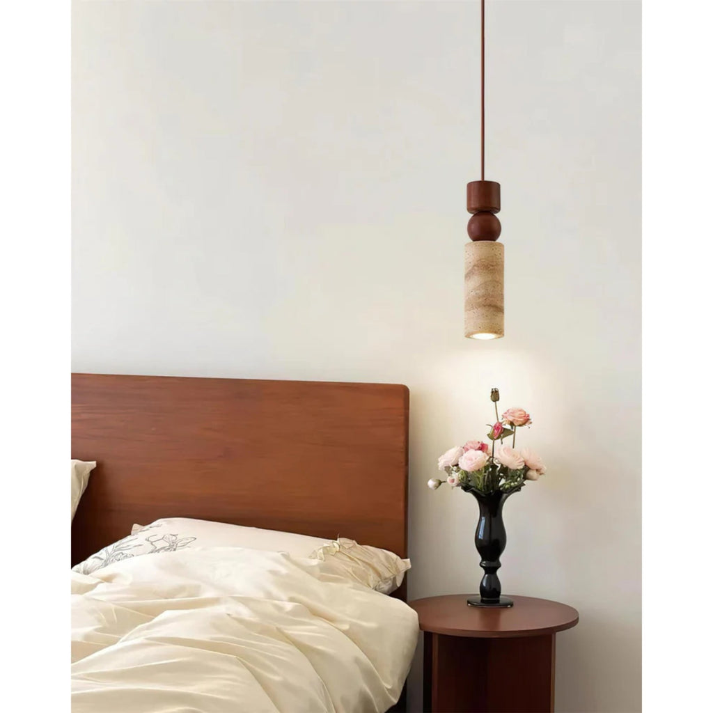 Pietrosa | Travertijn Hanglamp met Houtaccent