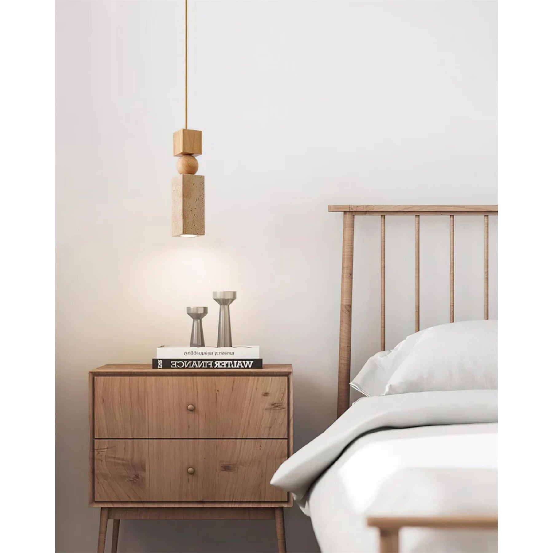 Pietrosa | Travertijn Hanglamp met Houtaccent