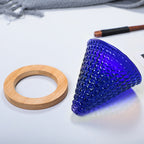 Azzurro-V60 | Glazen Koffiedripper – Handgemaakt Borosilicaatglas – Inclusief Houten Basis