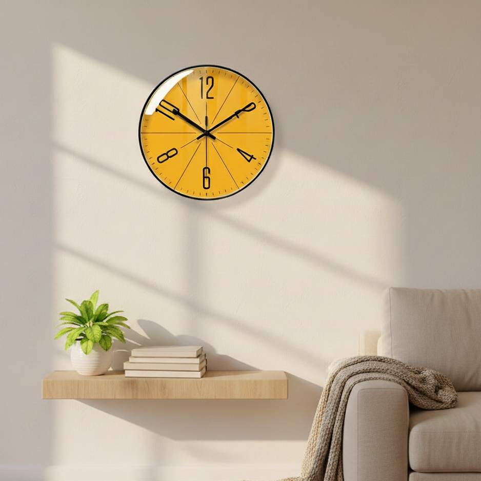 Linje-Tid | Moderne Scandinavische Wandklok – Helder Contrast – Ø 30 cm
