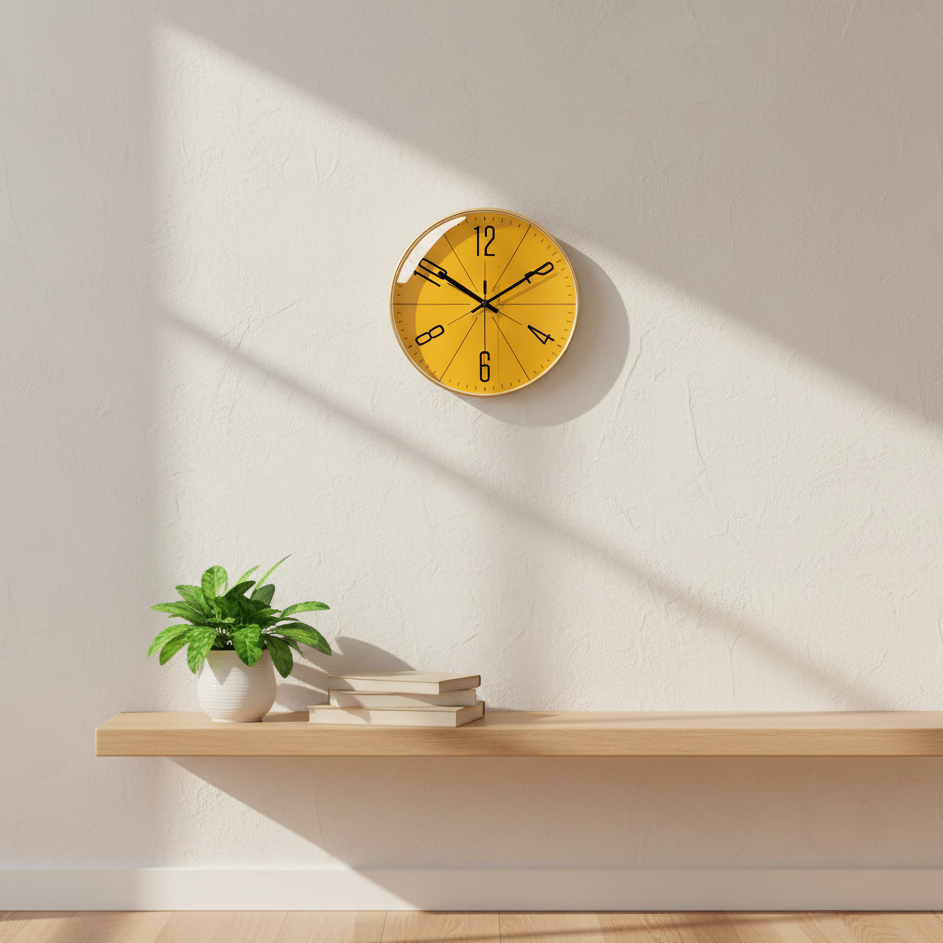 Linje-Tid | Moderne Scandinavische Wandklok – Helder Contrast – Ø 30 cm