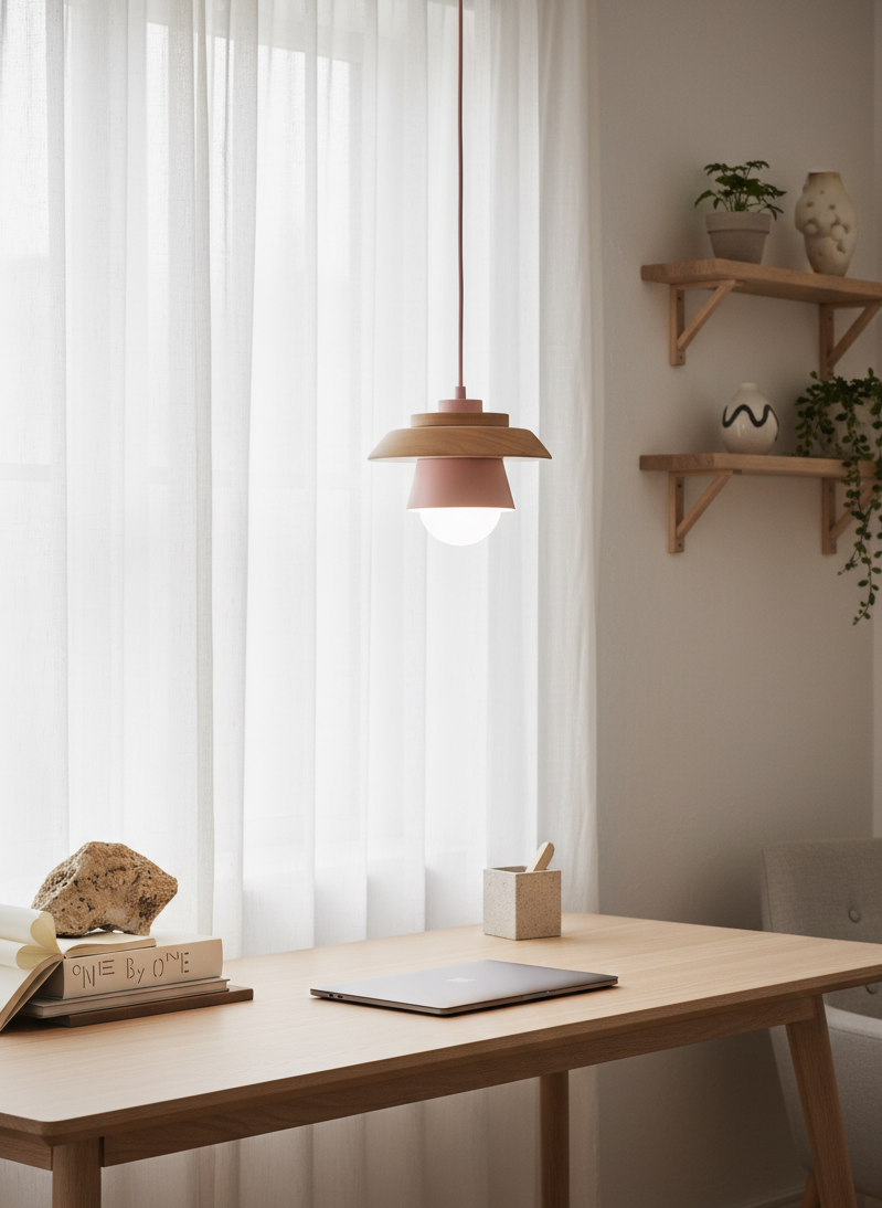 Nordic Dolci | Scandinavische LED Hanglamp – Pastel Design – Hout & Metaal