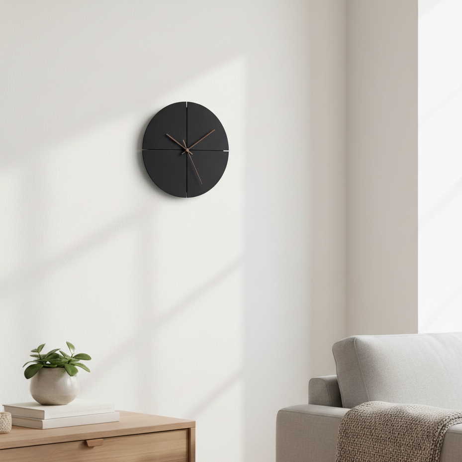 Ombra-Quattro | Design Wandklok – Minimalistisch Kwadrant-ontwerp – Ø 30 cm