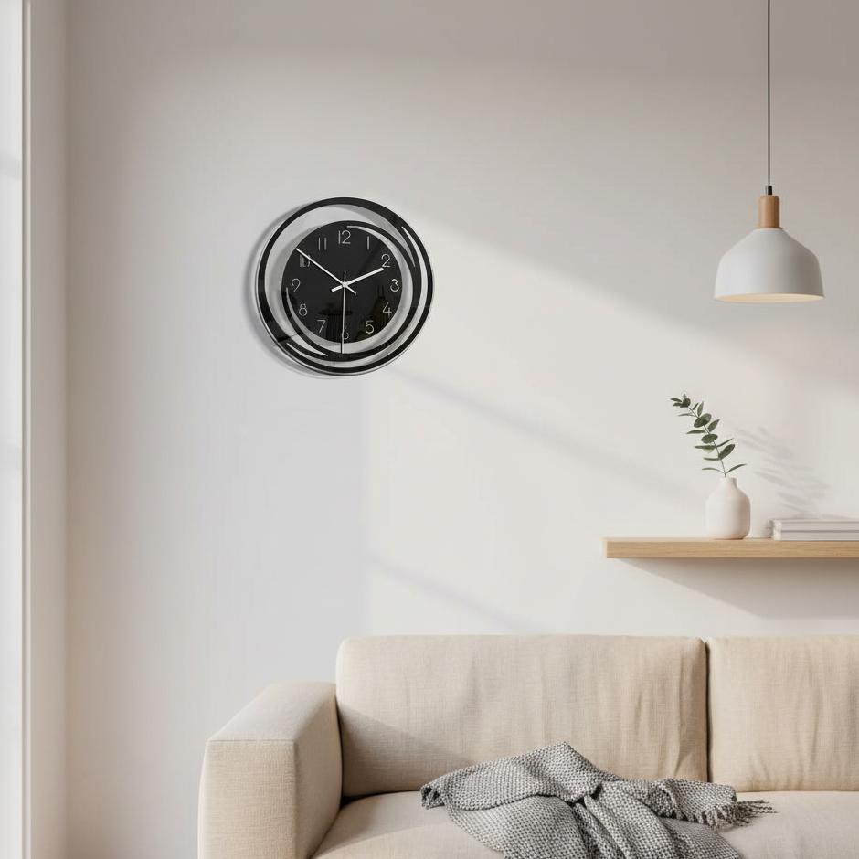 Tempo-Puro | Elegante Design Wandklok – Minimalistisch Zwart – Ø 30 cm