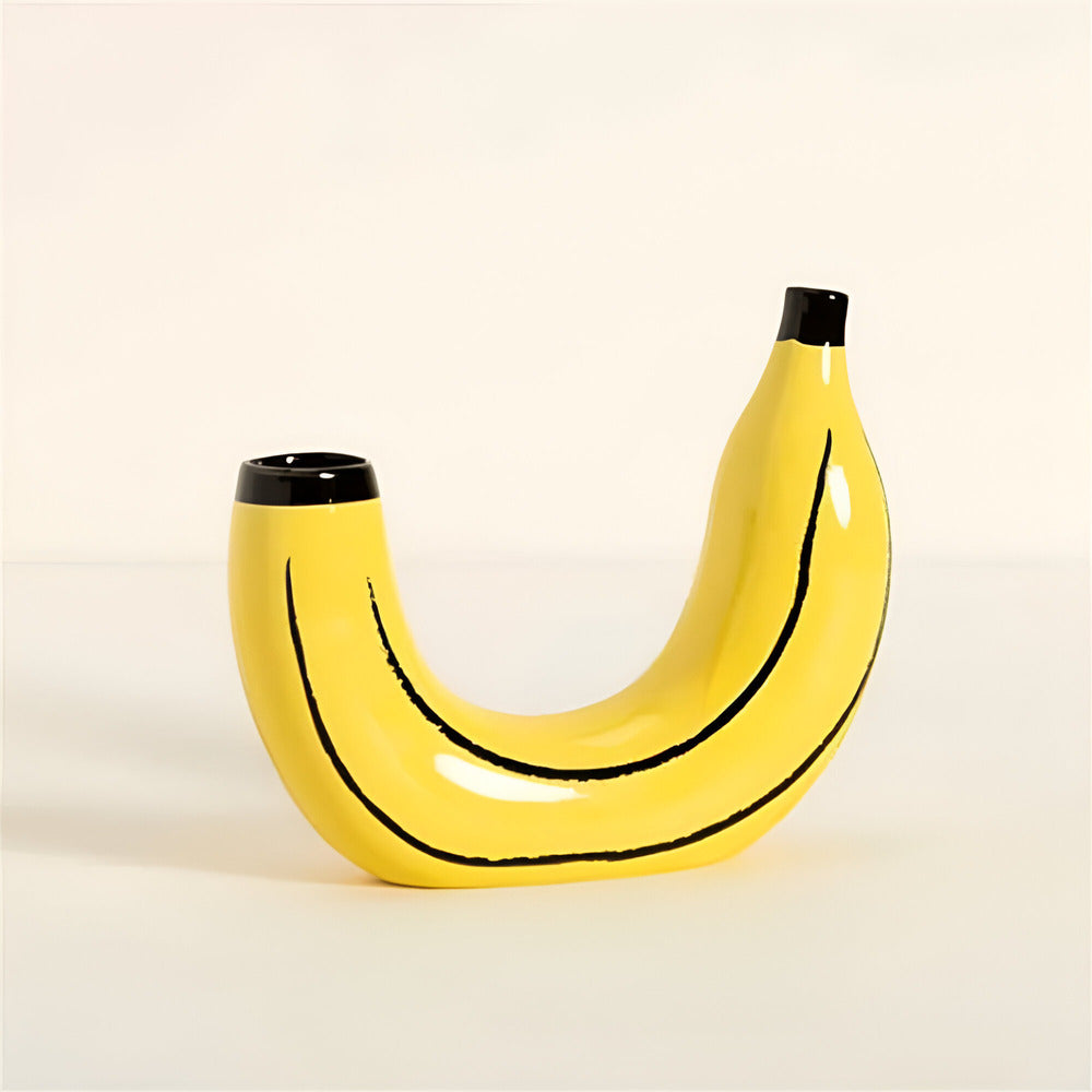 Banana-Vaso | Moderne Decoratieve Vaas – Uniek Bananenvorm Design – Speelse Blikvanger