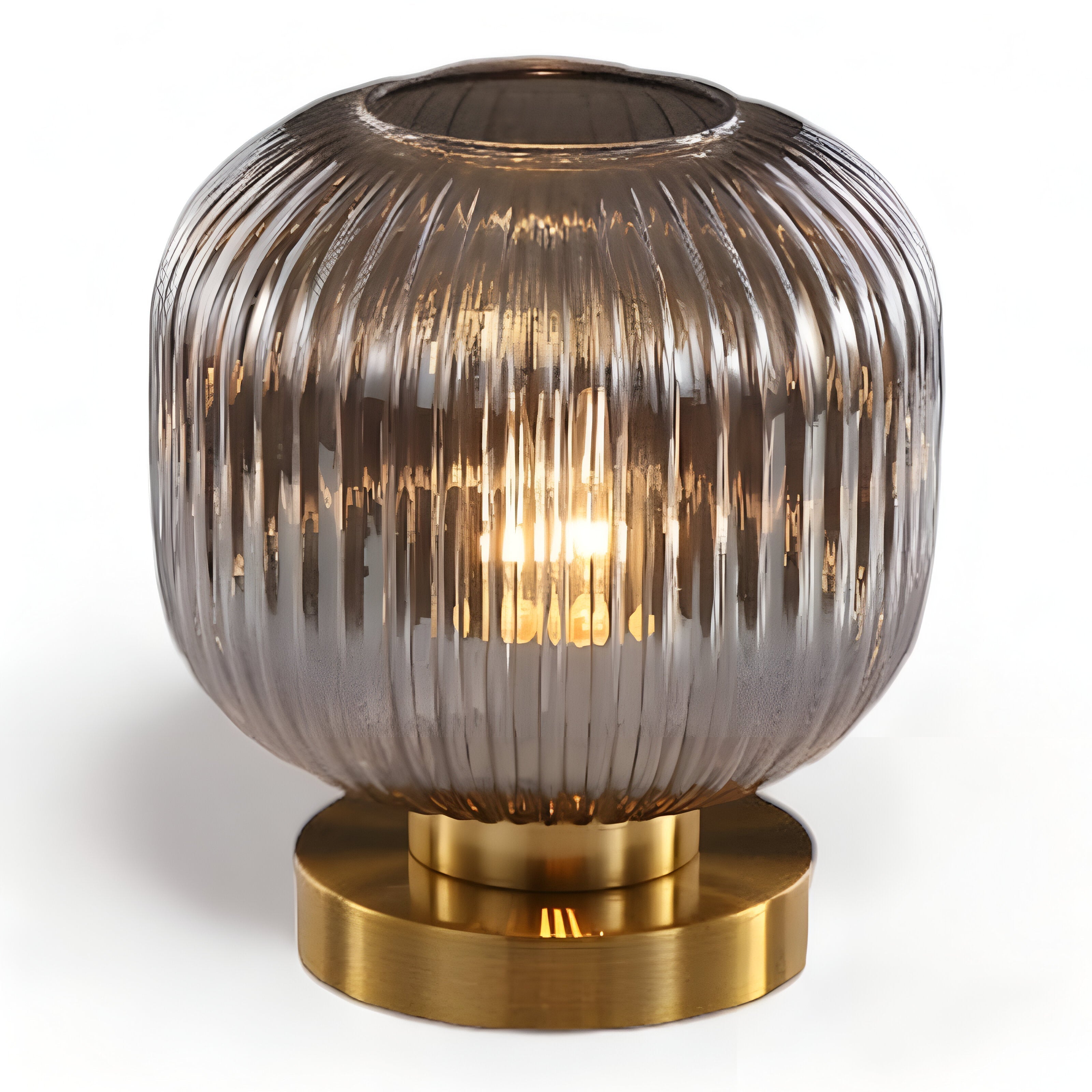 Rigato | Scandinavische Tafellamp met Geribbeld Glas – Minimalistisch Design – Goud & Glas