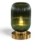 Rigato | Scandinavische Tafellamp met Geribbeld Glas – Minimalistisch Design – Goud & Glas