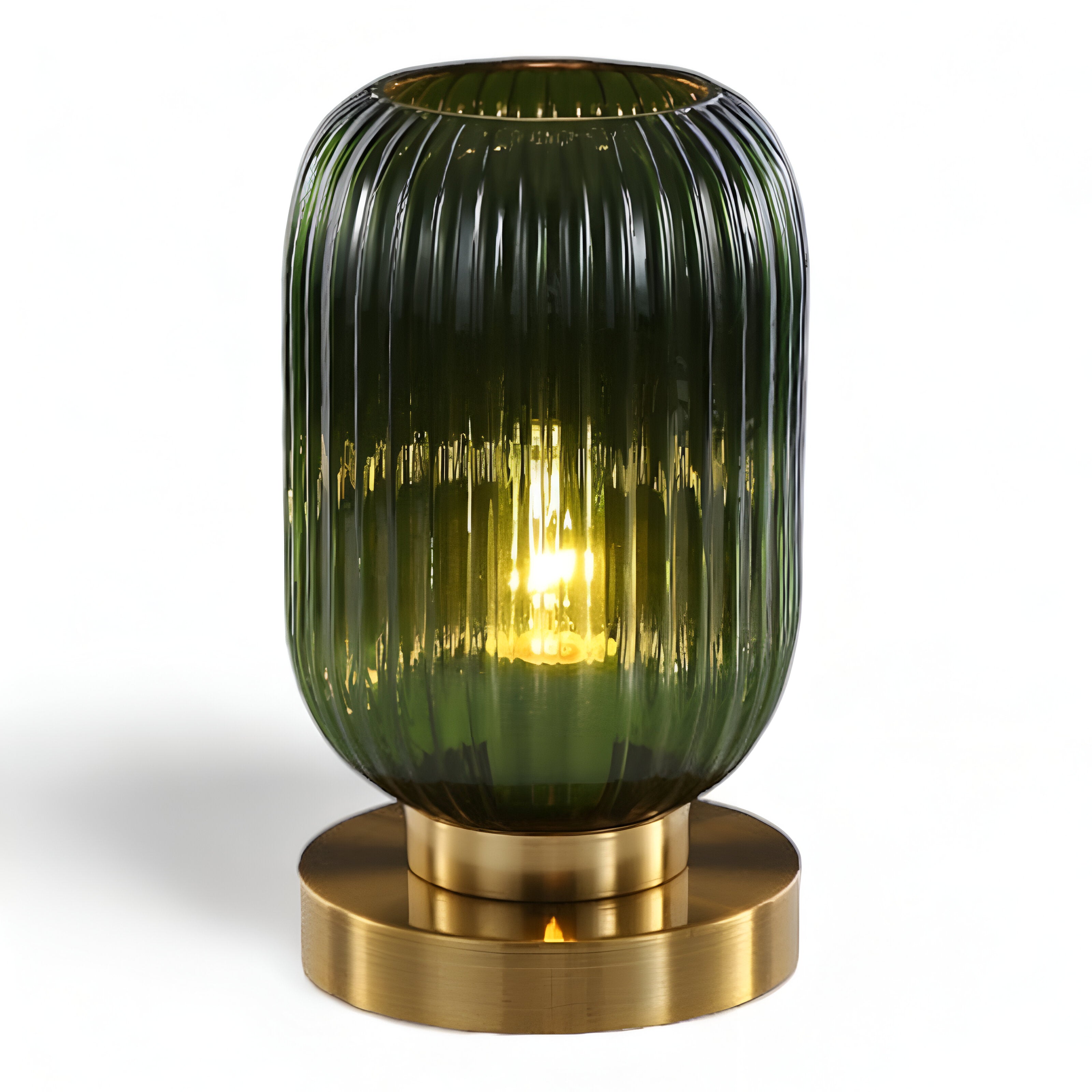 Rigato | Scandinavische Tafellamp met Geribbeld Glas – Minimalistisch Design – Goud & Glas