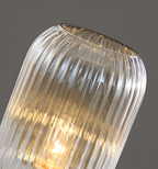 Rigato | Scandinavische Tafellamp met Geribbeld Glas – Minimalistisch Design – Goud & Glas