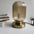 Rigato | Scandinavische Tafellamp met Geribbeld Glas – Minimalistisch Design – Goud & Glas