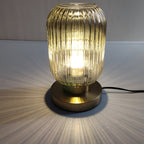 Rigato | Scandinavische Tafellamp met Geribbeld Glas – Minimalistisch Design – Goud & Glas