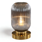 Rigato | Scandinavische Tafellamp met Geribbeld Glas – Minimalistisch Design – Goud & Glas
