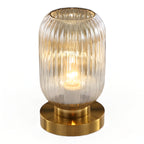 Rigato | Scandinavische Tafellamp met Geribbeld Glas – Minimalistisch Design – Goud & Glas