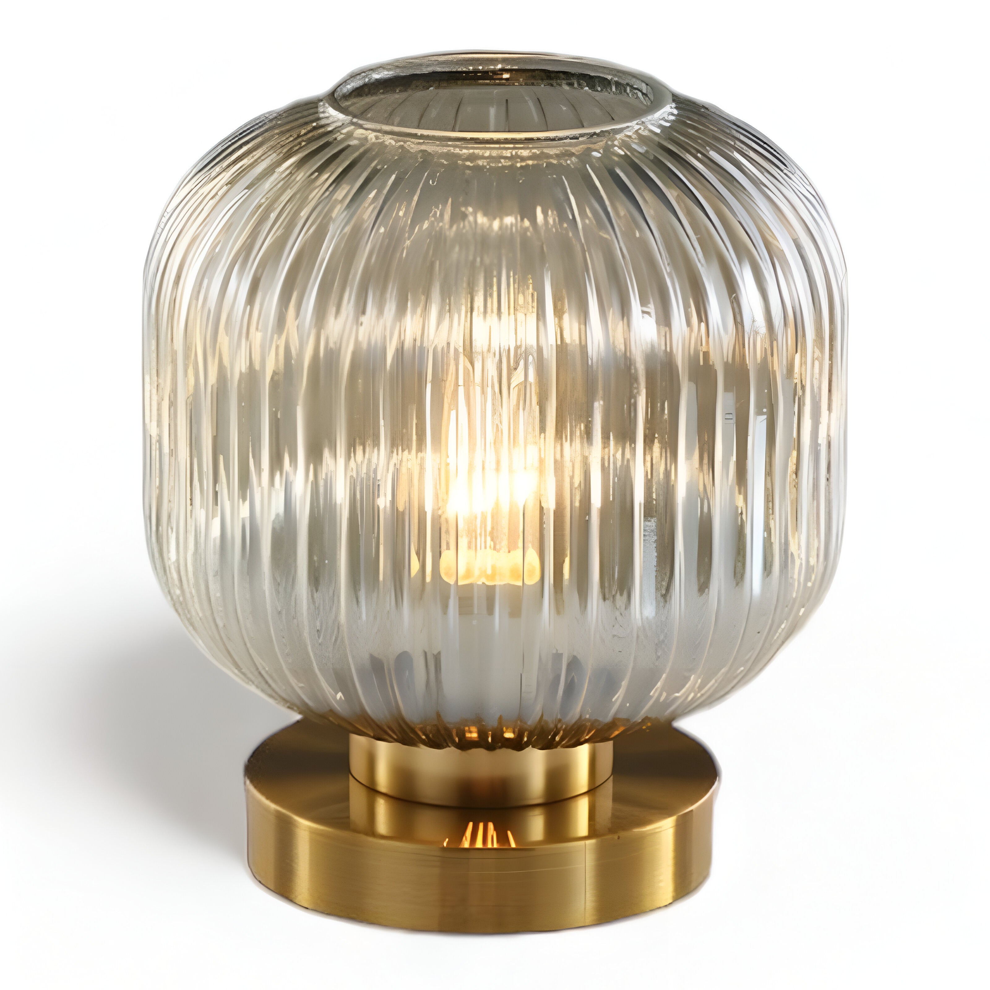 Rigato | Scandinavische Tafellamp met Geribbeld Glas – Minimalistisch Design – Goud & Glas