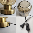 Rigato | Scandinavische Tafellamp met Geribbeld Glas – Minimalistisch Design – Goud & Glas