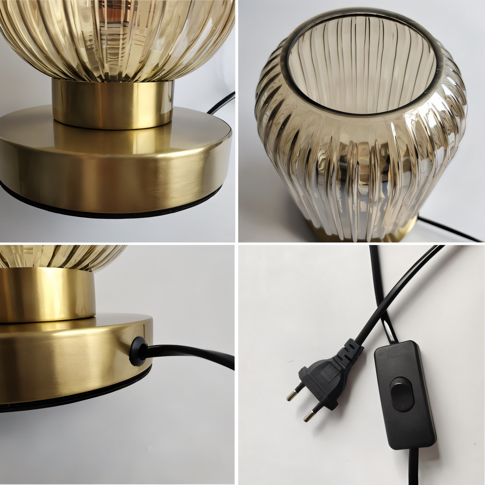 Rigato | Scandinavische Tafellamp met Geribbeld Glas – Minimalistisch Design – Goud & Glas