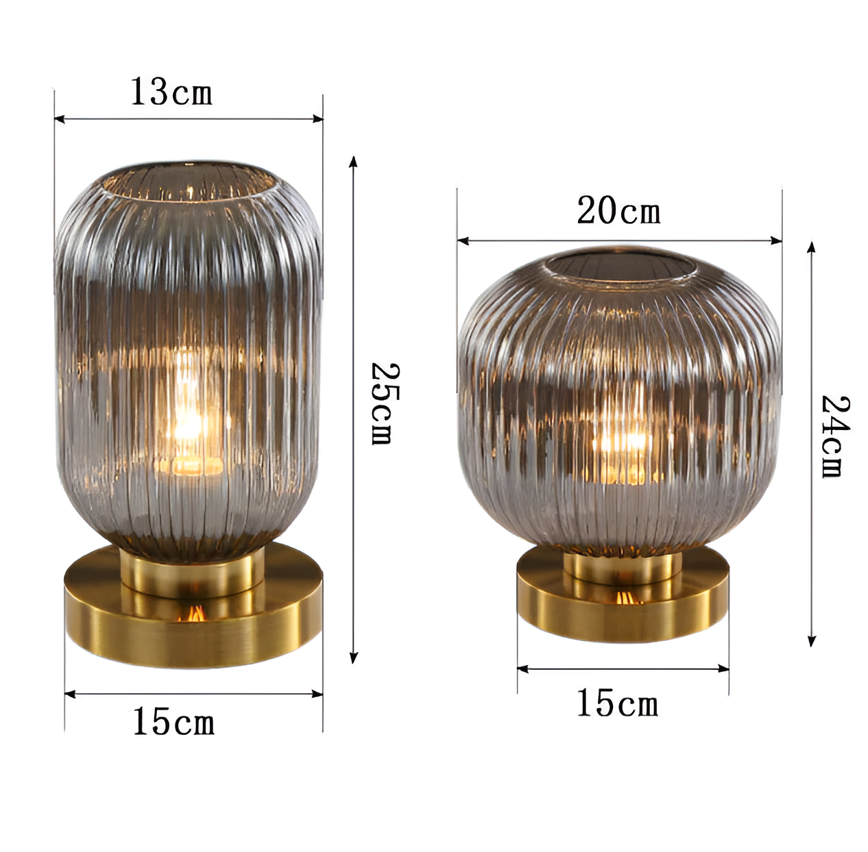 Rigato | Scandinavische Tafellamp met Geribbeld Glas – Minimalistisch Design – Goud & Glas