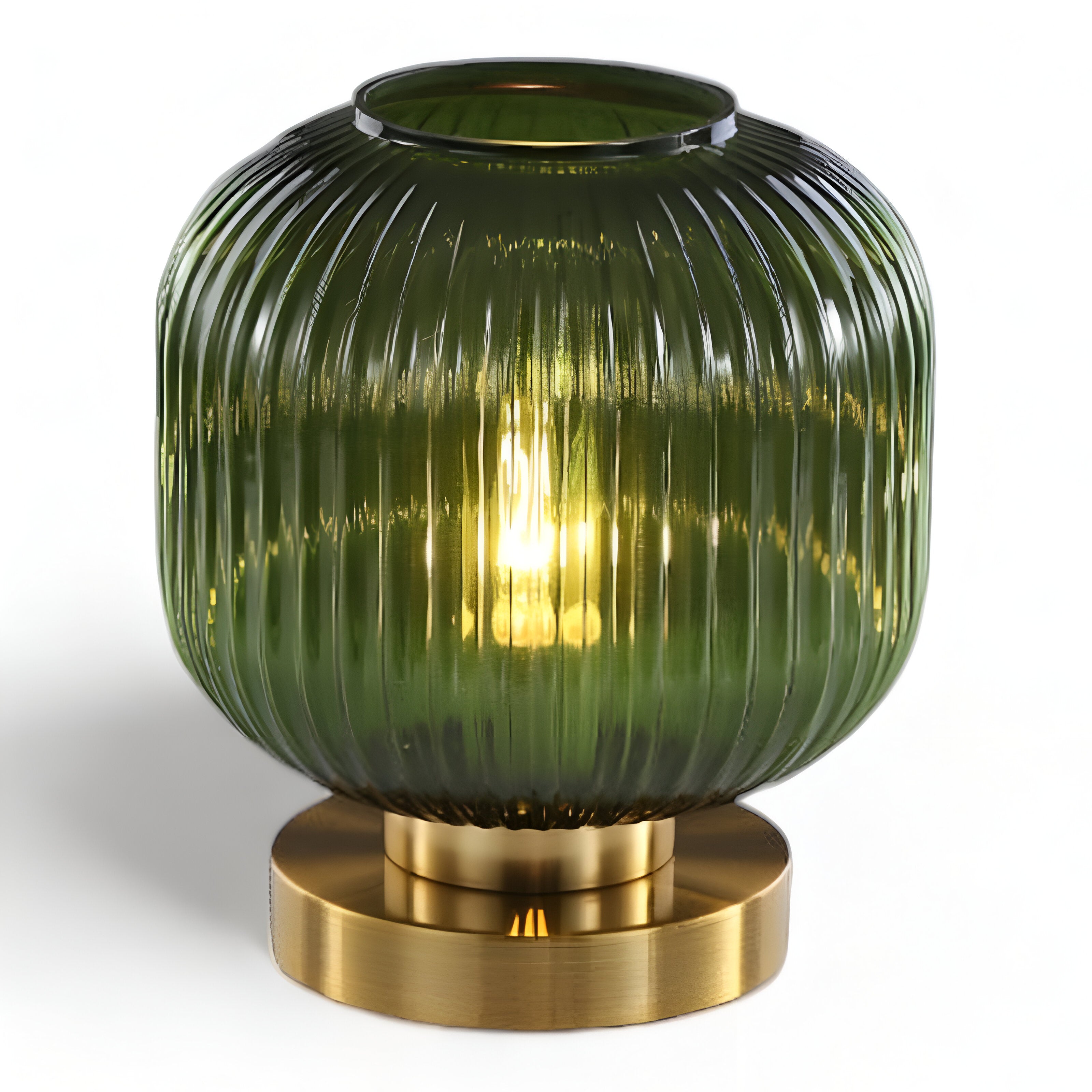 Rigato | Scandinavische Tafellamp met Geribbeld Glas – Minimalistisch Design – Goud & Glas