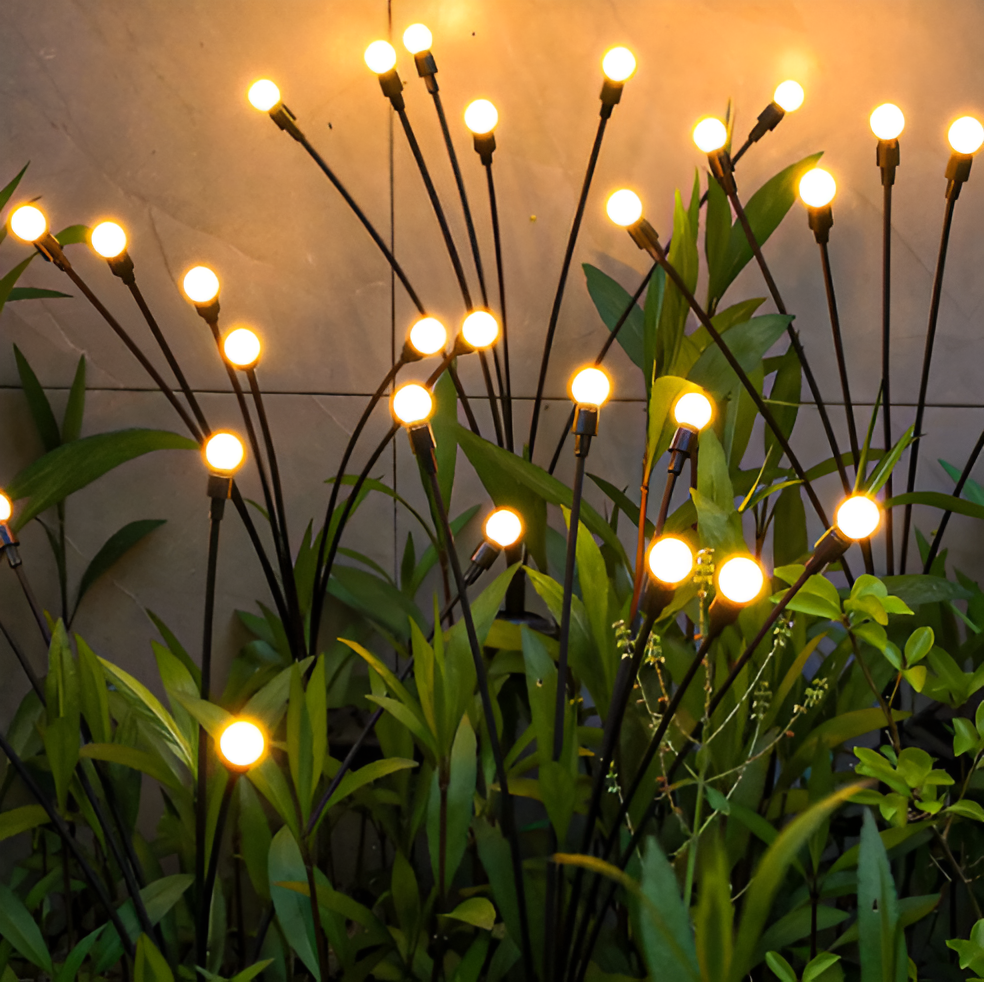 SwiftGlow | Solar Tuinverlichting – Vuurvliegeffect – Warmwit LED (IP65)