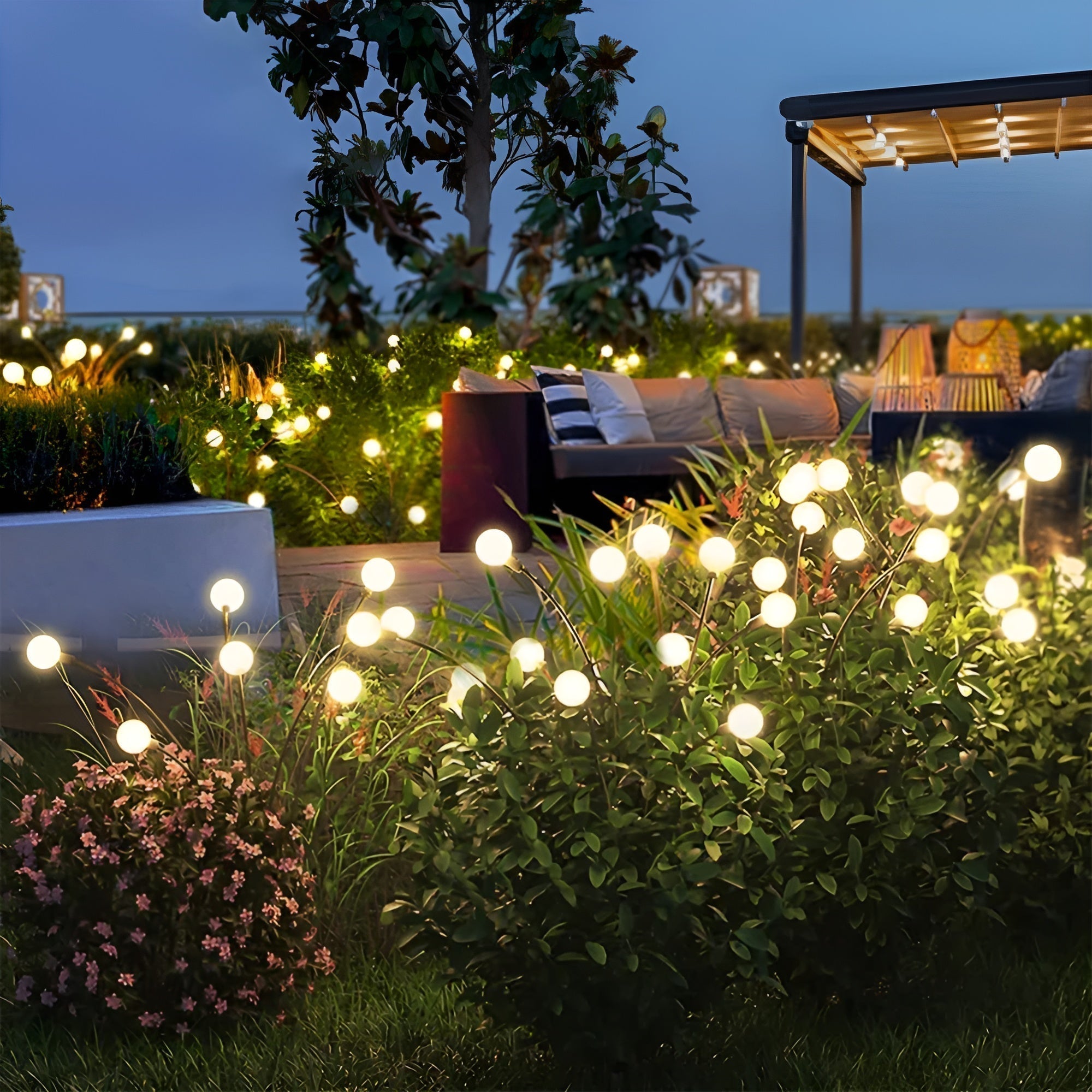 SwiftGlow | Solar Tuinverlichting – Vuurvliegeffect – Warmwit LED (IP65)