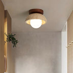 Sura | Plafondlamp van Travertin & Hout – Japandi Design