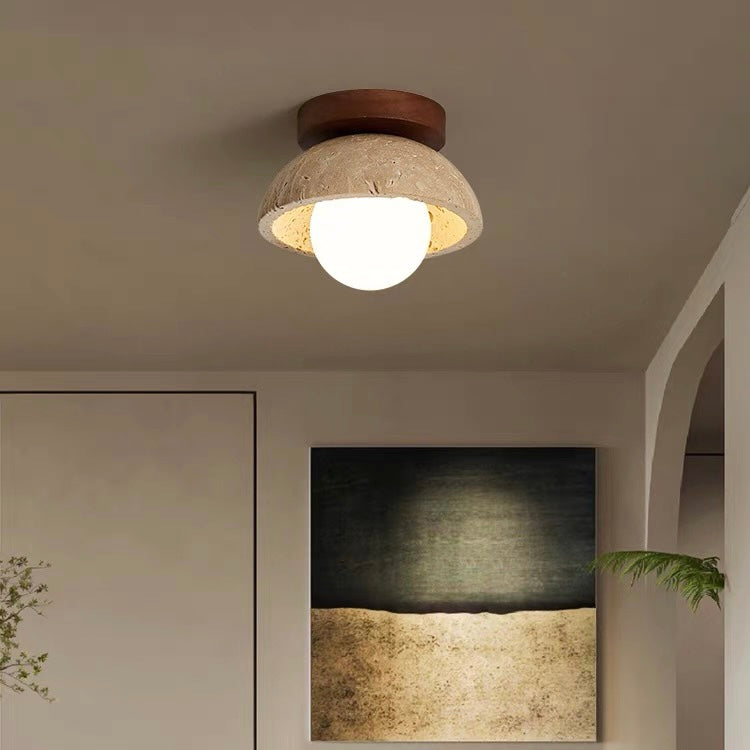 Sura | Plafondlamp van Travertin & Hout – Japandi Design