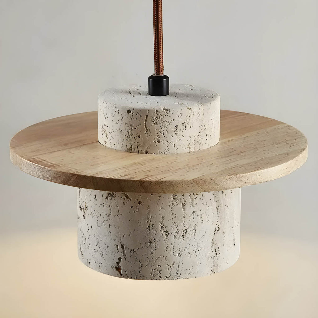 Sublima | Travertijn Hanglamp met Houten Details — Modern Design