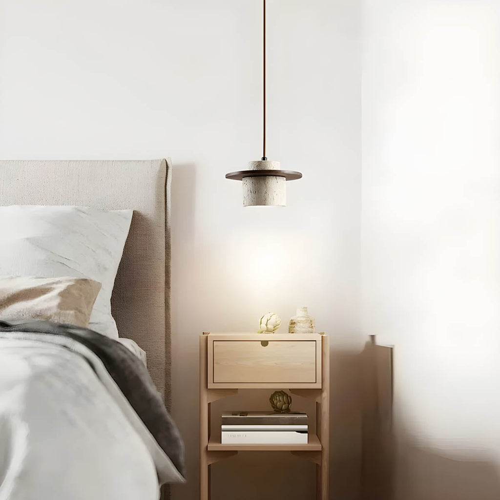 Sublima | Travertijn Hanglamp met Houten Details — Modern Design