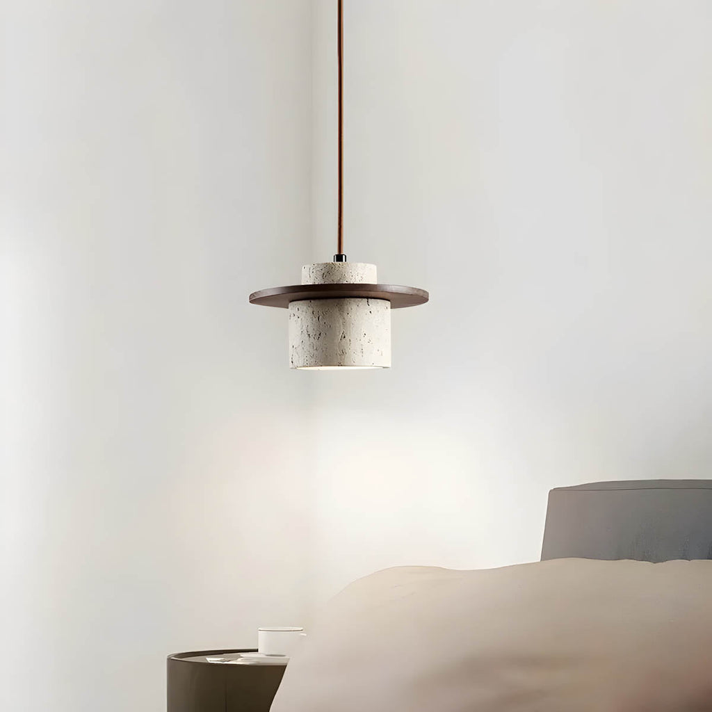 Sublima | Travertijn Hanglamp met Houten Details — Modern Design