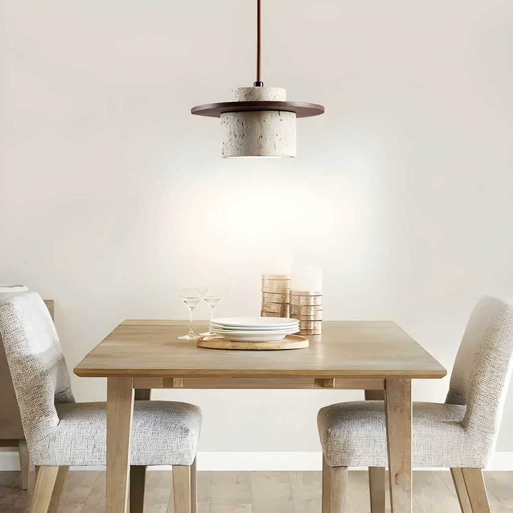 Sublima | Travertijn Hanglamp met Houten Details — Modern Design