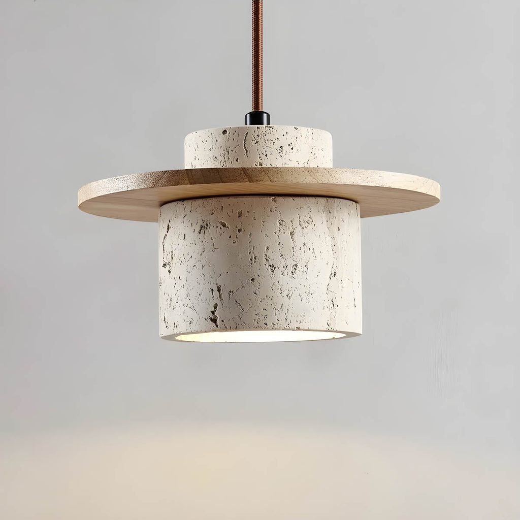 Sublima | Travertijn Hanglamp met Houten Details — Modern Design