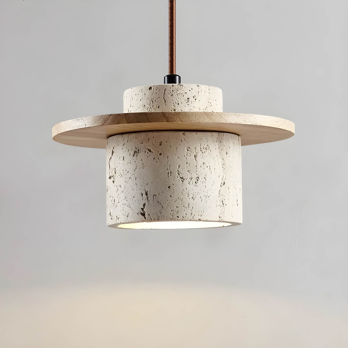 Sublima | Travertijn Hanglamp met Houten Details — Modern Design