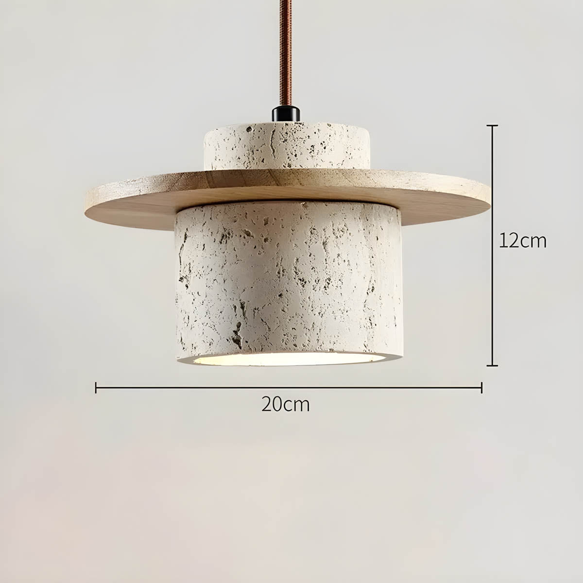 Sublima | Travertijn Hanglamp met Houten Details — Modern Design