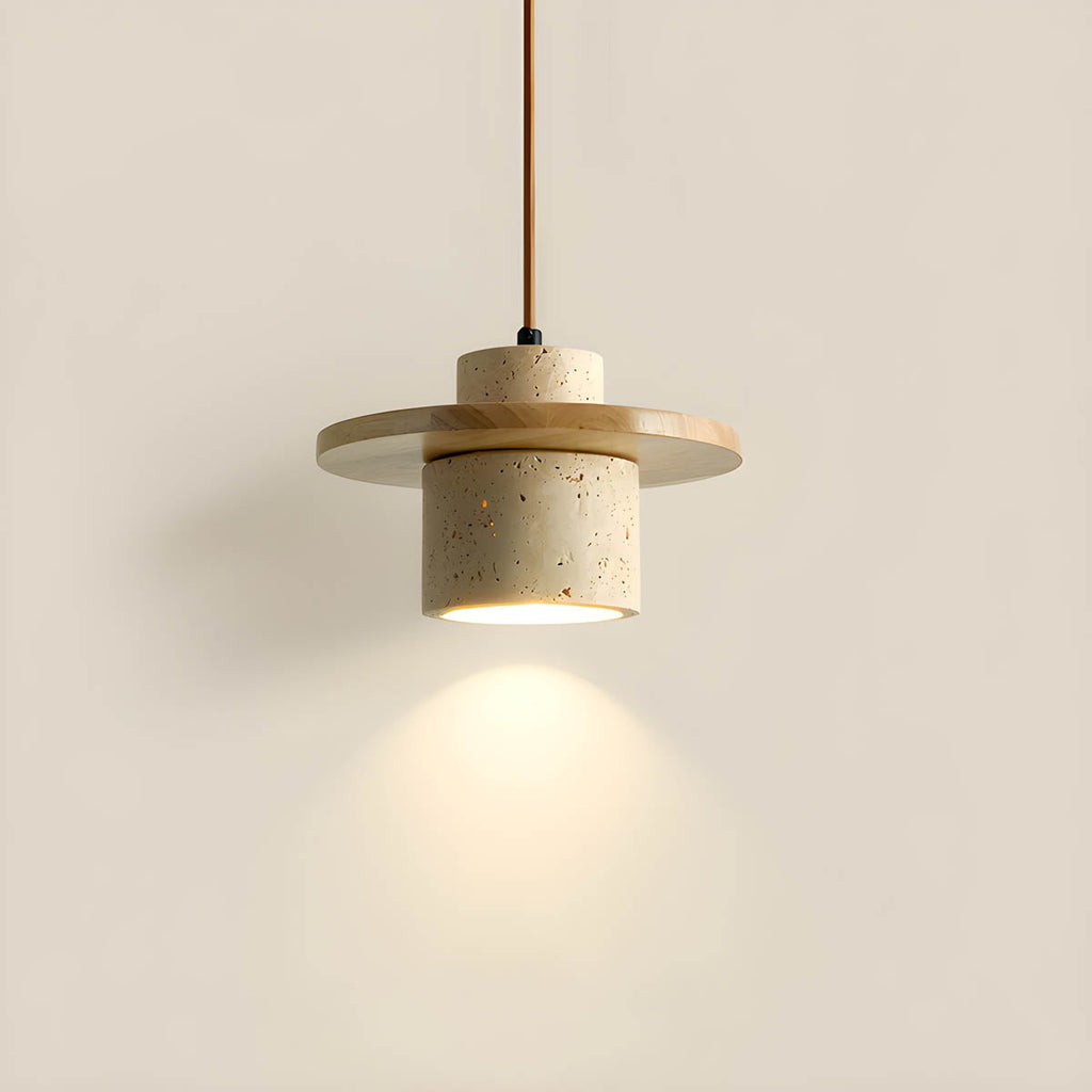 Sublima | Travertijn Hanglamp met Houten Details — Modern Design