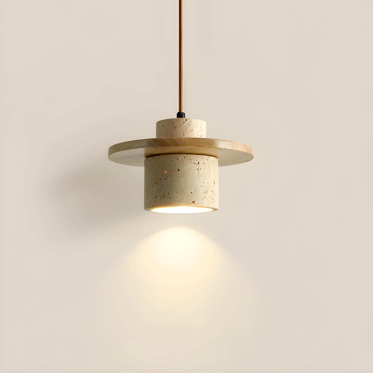 Sublima | Travertijn Hanglamp met Houten Details — Modern Design
