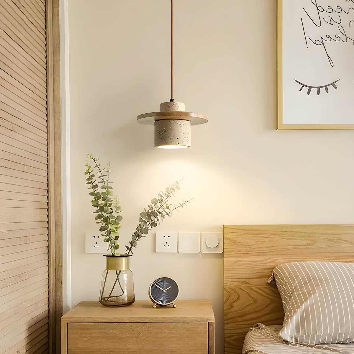 Sublima | Travertijn Hanglamp met Houten Details — Modern Design