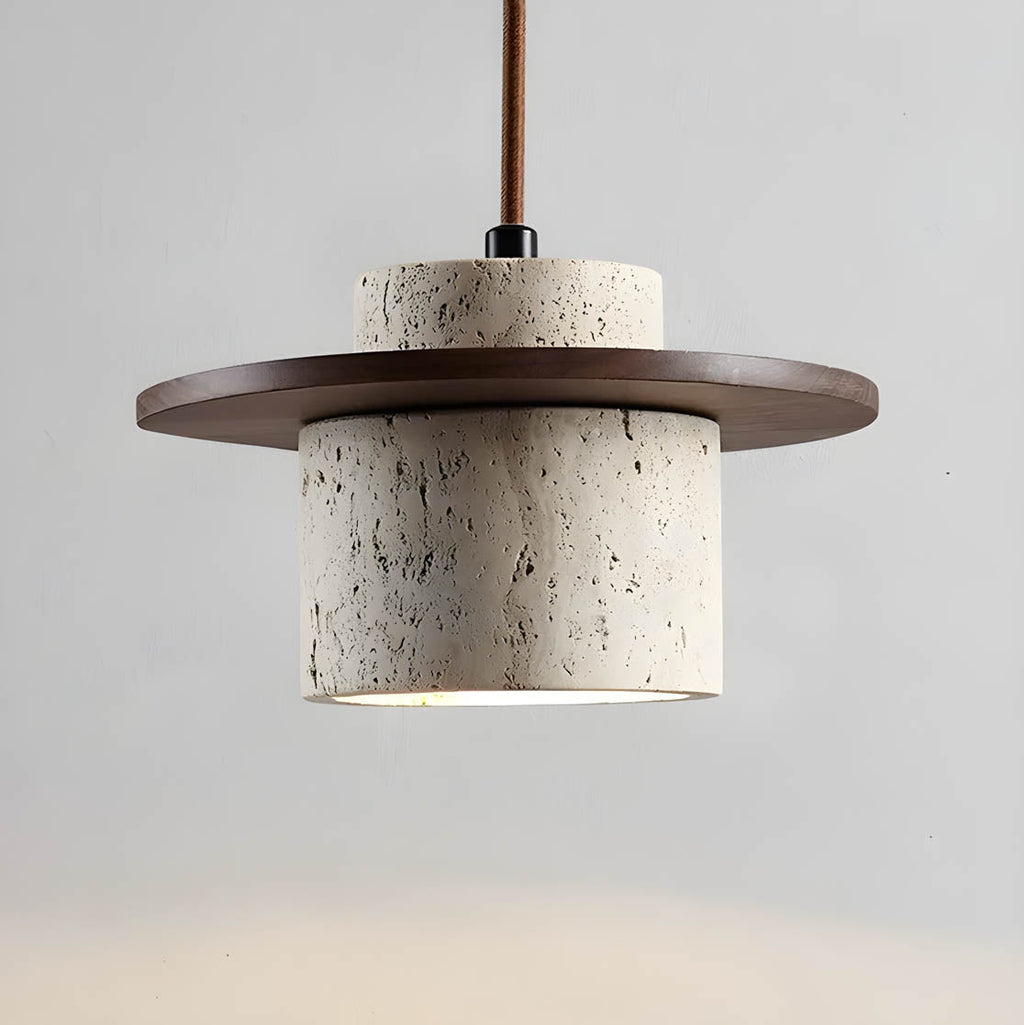 Sublima | Travertijn Hanglamp met Houten Details — Modern Design