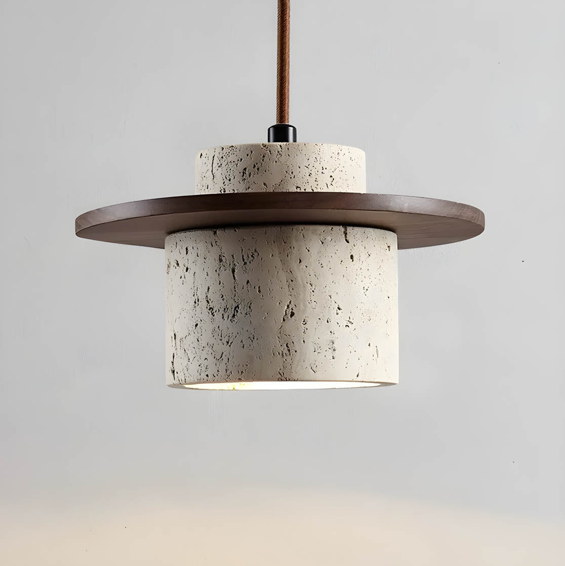 Sublima | Travertijn Hanglamp met Houten Details — Modern Design
