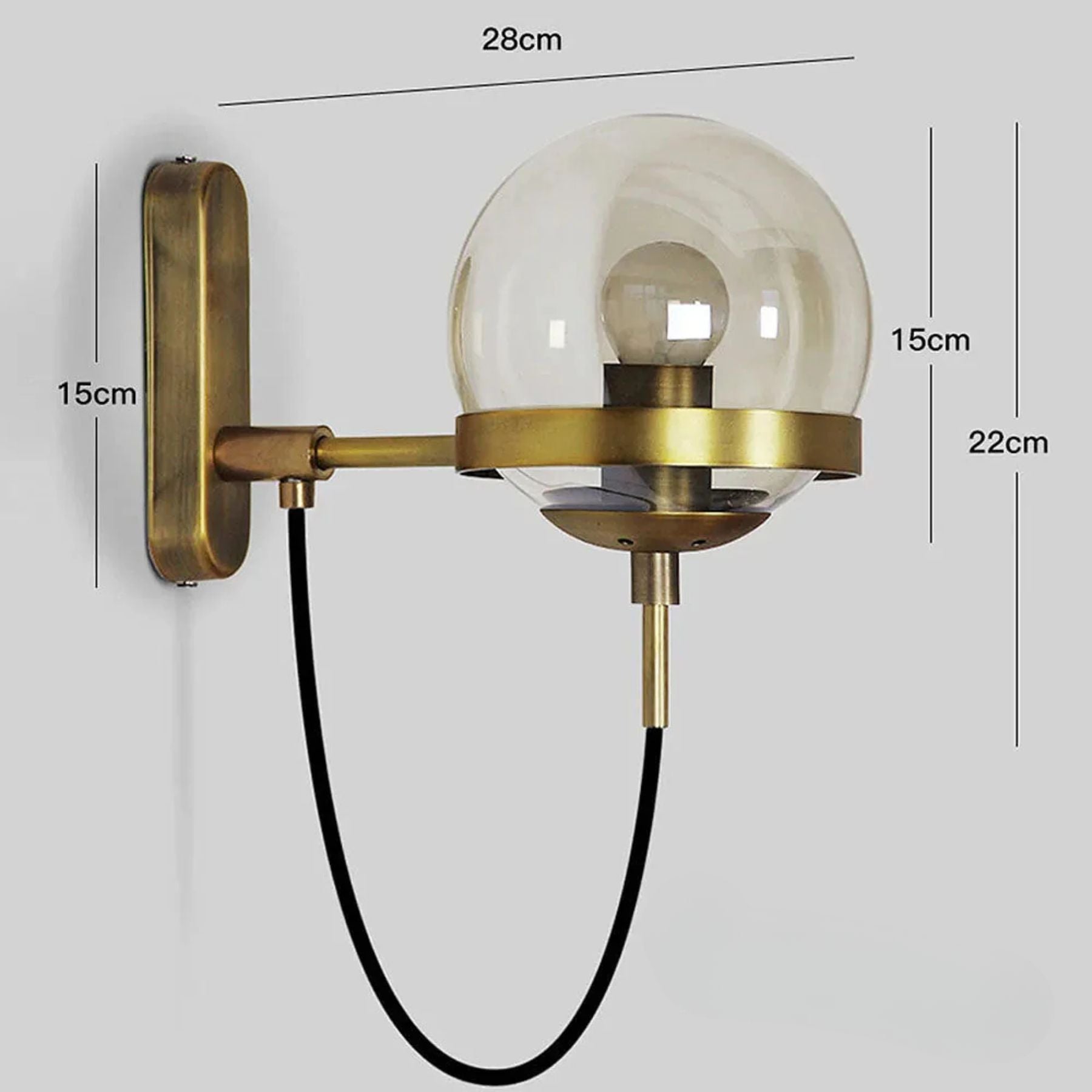 Lanza | Retro Wandlamp met Glazen Bol