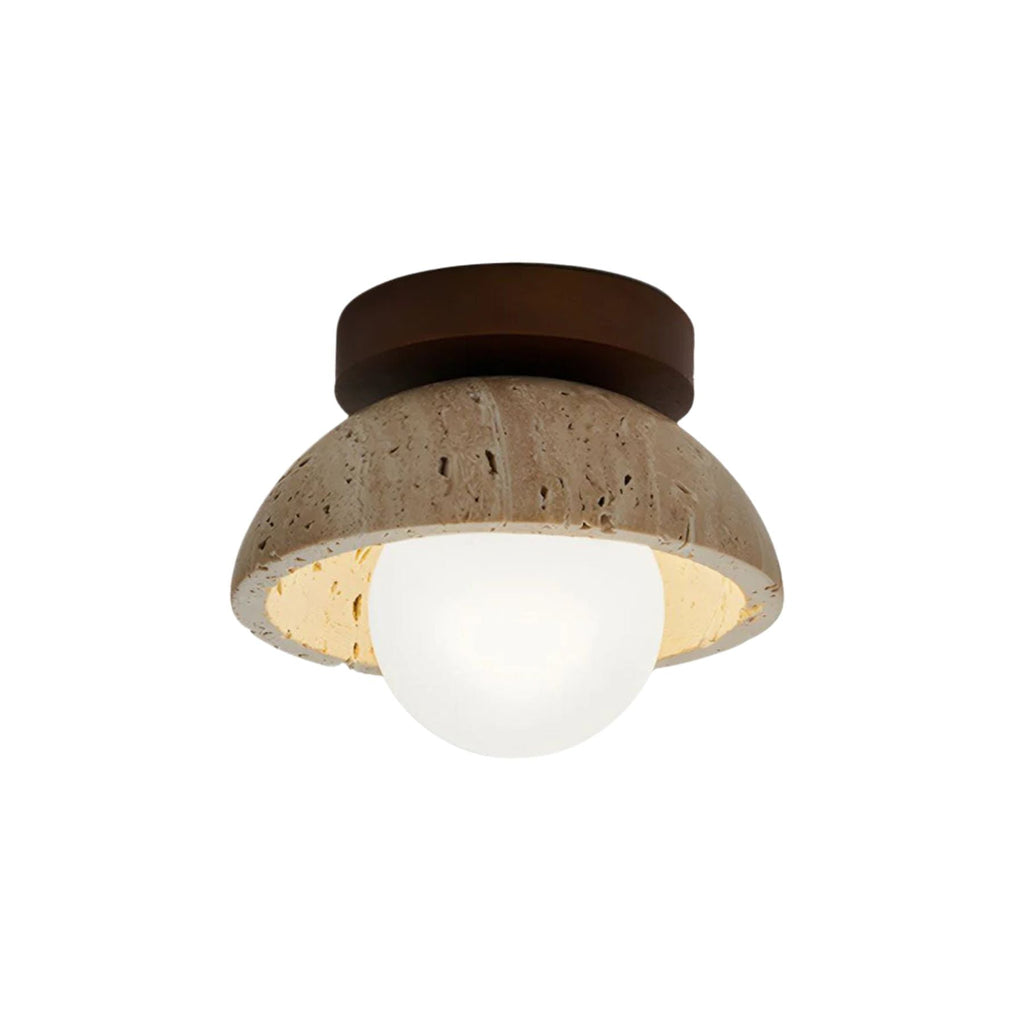 Sura | Plafondlamp van Travertin & Hout – Japandi Design