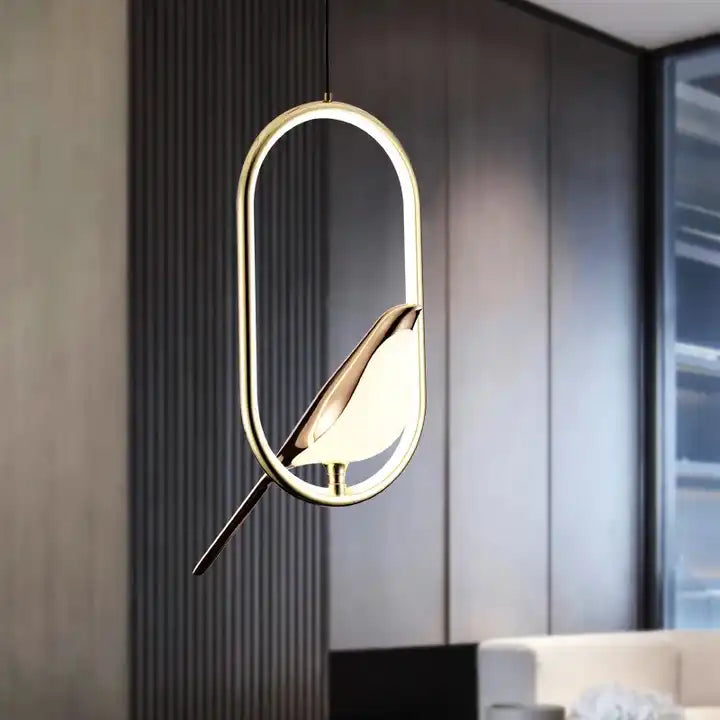 Uccello Oro | Design Hanglamp – Gouden Vogelaccent – Acryl & Metaal