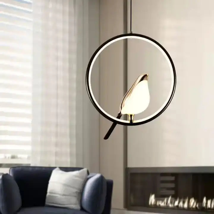 Uccello Oro | Design Hanglamp – Gouden Vogelaccent – Acryl & Metaal