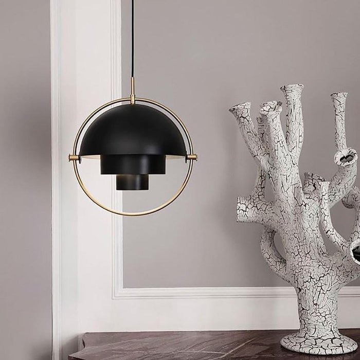 Sfera d'Oro | Deense Design Hanglamp – Messing & Zwart – Verstelbare Kappen – E27