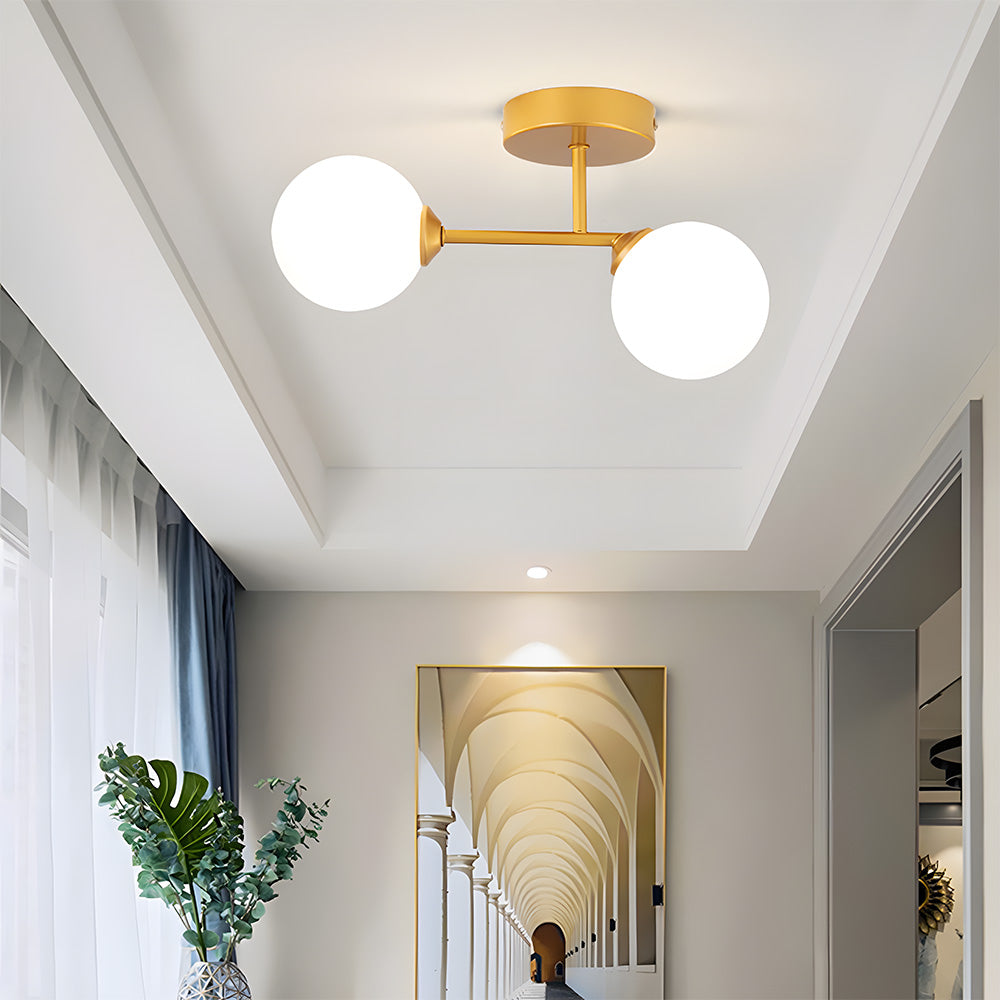 Plafondlamp met 2 Lichtpunten & Glazen Bollen | Ona